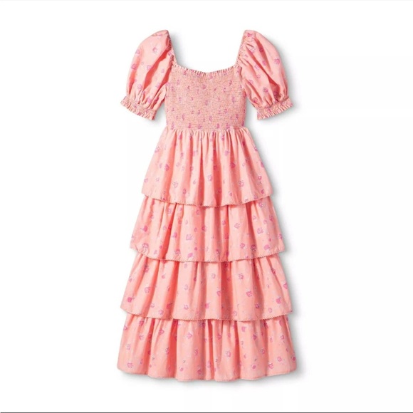 LoveShackFancy x Target Simone Smocked Tiered Pink Floral Dress Medium - Picture 1 of 14
